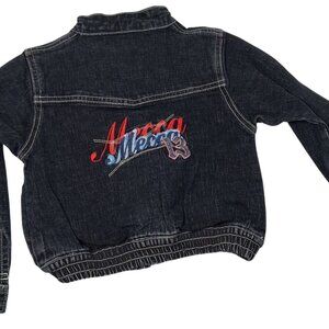 Mecca Jean Jacket Youth 4T Dark Wash Blue Denim Embroidered Zip Streetwear